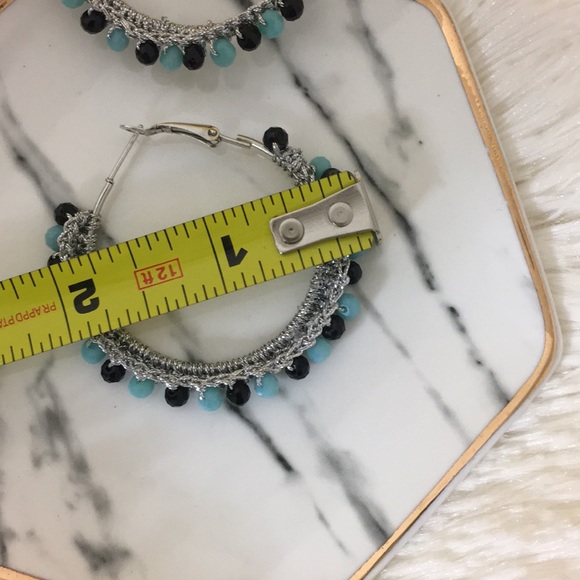 Hoop earrings silver blue and black - Picture 8 of 8